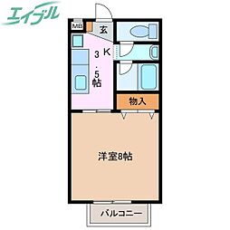 サープラス1後藤 1Kの間取図画像