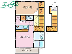 サーラ・マンジェA 1LDKの間取図画像
