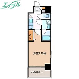 プレイズシード四日市 1Kの間取図画像