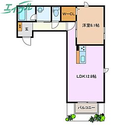アネシスvilla西浦 1LDKの間取図画像