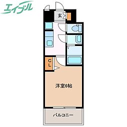 プレサンス ジェネ 四日市中央通り 1Kの間取図画像