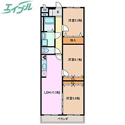 エクラときわ1 2SLDKの間取図画像