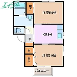 フォーレスA棟 2Kの間取図画像
