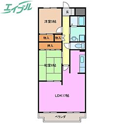 コンフォート大井手 2LDKの間取図画像