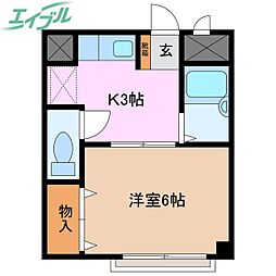 エスポワール 1Kの間取図画像