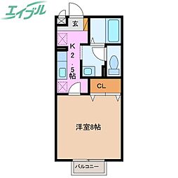 ヴィレッジ南四日市 1Kの間取図画像