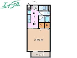サンアルファ 1Kの間取図画像