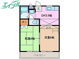マリオ笹川A 2DKの間取図画像