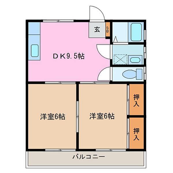 ノーブル松本 B201｜三重県四日市市大字松本(賃貸アパート2DK・2階・44.16㎡)の写真 その2