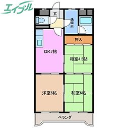 文化ハイツ 3DKの間取図画像