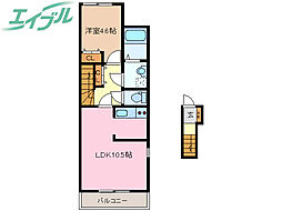 フォレストヴィラ3 1LDKの間取図画像