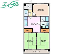 北柿桜マンション 3DKの間取図画像
