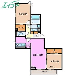 D-chambre元新町 2LDKの間取図画像