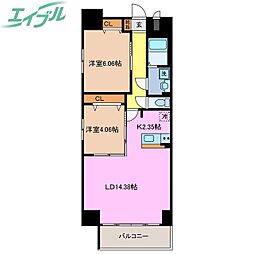 S-FORT四日市arcam 2LDKの間取図画像