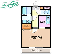 ハイツ大好 1Kの間取図画像