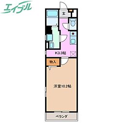 シャトーヴェール 1Kの間取図画像