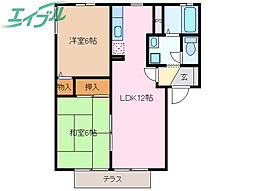 メゾンブリッジ 2LDKの間取図画像