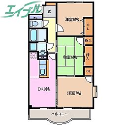 プラム・スクエア 3DKの間取図画像