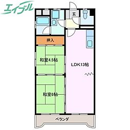 文化ハイツ 2LDKの間取図画像