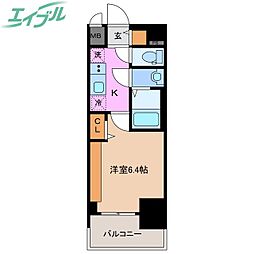 プレリス四日市ティエルナ 1Kの間取図画像
