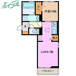アイティオーD-room東新町東館 1LDKの間取図画像