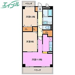 フィオーレK 2LDKの間取図画像