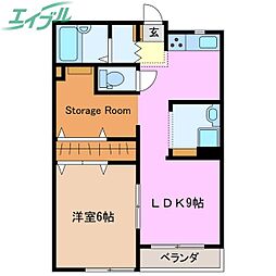 SunLumiereBLD.KUNOSHIRO 1LDKの間取図画像