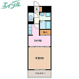 アメニティ大井手 1DKの間取図画像