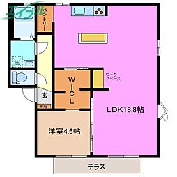 ガーデンハウス芙蓉A 1LDKの間取図画像