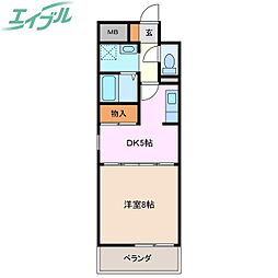 アメニティ大井手 1DKの間取図画像