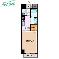 ヴィラナイン 1Kの間取図画像