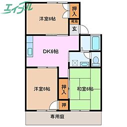ベル・ファミールA棟 3DKの間取図画像