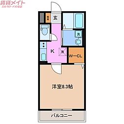 ガノスA 1Kの間取図画像