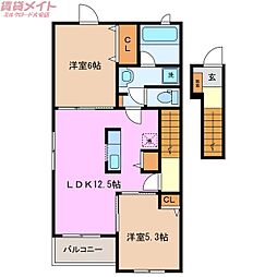 クローバー 2LDKの間取図画像