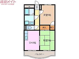 レジデンス菰野 2DKの間取図画像