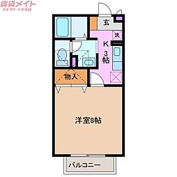 マメゾン大羽根 1Kの間取図画像