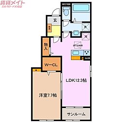 グレース B 1LDKの間取図画像
