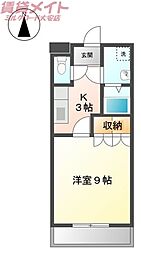 サンパレスダンディA 1Kの間取図画像