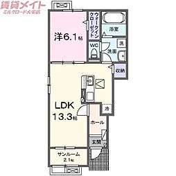 ラシア III 1LDKの間取図画像