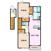 グランツ・ベル 203 ｜ 三重県四日市市大治田３丁目（賃貸アパート2LDK・2階・58.48㎡） その2