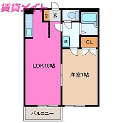 パビリオンウネメ 1LDKの間取図画像