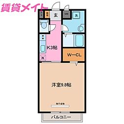 ハーバーサイドＩＮＢ 2階1Kの間取り