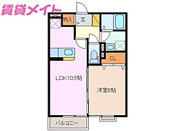 フジコーコ波木A 1LDKの間取図画像