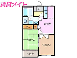 コンフォート楠 2DKの間取図画像
