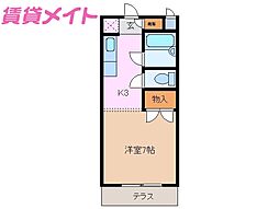 ルミエール塩浜1 1Kの間取図画像