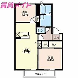 ルシード笹川 2LDKの間取図画像