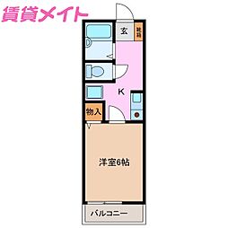 クインシータウン 1Kの間取図画像