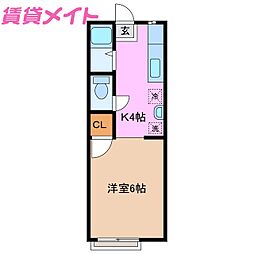 レジデンス日野 1Kの間取図画像