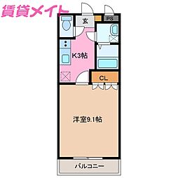 フォレストヴィラ1 1Kの間取図画像