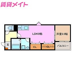 LECOCON四日市VII 1LDKの間取図画像